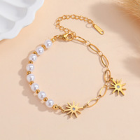 Pendentifs Perle Soleil, Chaîne Irrégulière Exquise, Bracelets Délicats en Acier Inoxydable, Ornements Nobles, Bijoux en Gros TGSL5812