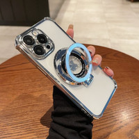 Nouveau Étui de Téléphone Transparent Plaqué Magnétique pour iPhone 17 Pro Max 16E 15 Pro Max, Housse pour Samsung S25 Edge S24FE