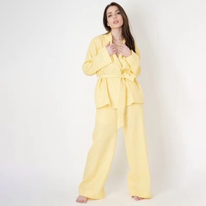 Conjunto de Dos Piezas de Lino y Algodón de Verano para Mujer, Pantalones Holgados, Conjunto de Lino de Dos Piezas de Alta Calidad - Product Image 1