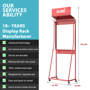 Estante de exhibición de limpiaparabrisas rojo de metal de pie libre personalizado, soporte de exhibición de limpiaparabrisas - Product Image 4