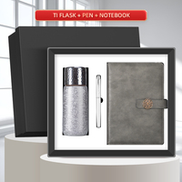 Bouteille en titane de luxe de haute qualité à double paroi, isotherme, avec stylo et carnet, logo personnalisé, cadeaux d'affaires portables