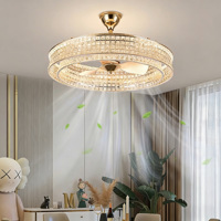 Ventilateur Pendentif Lampe Moderne De Luxe Toute La Maison Cristal Ventilateur De Plafond Lampe pour Salon Chambre Hôtel Silencieux Fer Ventilateur Lumière