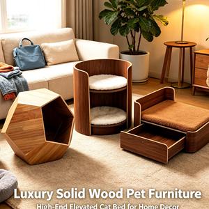 Rolling <b>Double</b> Tier Pet <b>Storage</b> Cabinet Multi-Layer Cat House with Drawer Removable Soft Pet Mattress - Product Image 1