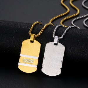 Tarnish Free Fashion <b>Men</b> Gold <b>Silver</b> 2 Tone Jewelry Stainless Steel Diamond <b>Necklace</b> - Product Image 2