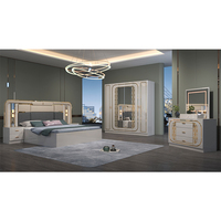 Ensemble de chambre à coucher de luxe avec lit double king size à cadre en bois, tête de lit en tissu queen size, meubles modernes en bois MDF pour chambre complète