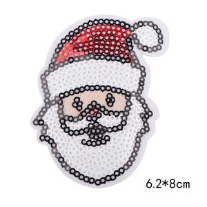 Patchs thermocollants en forme de bonhomme de neige et de sapin de Noël, paillettes, autocollants, décoration de vêtements, patchs faits à la main, bricolage - Product Image 4