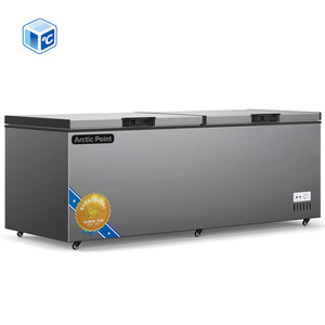 فريزر أفقي تجاري ببابين من الفولاذ المقاوم للصدأ بدرجتي حرارة للاستخدام المنزلي حاصل على شهادة CE ETL - Product Image 1