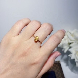 Ruyi đồ trang sức Phụ Nữ Kim Cương Nhẫn vàng vàng 18K <span class=keywords><strong>bezel</strong></span> thiết lập 1 Carat hình bầu dục ưa thích Vivid Vàng Nhẫn cưới Nhẫn vàng - Product Image 5