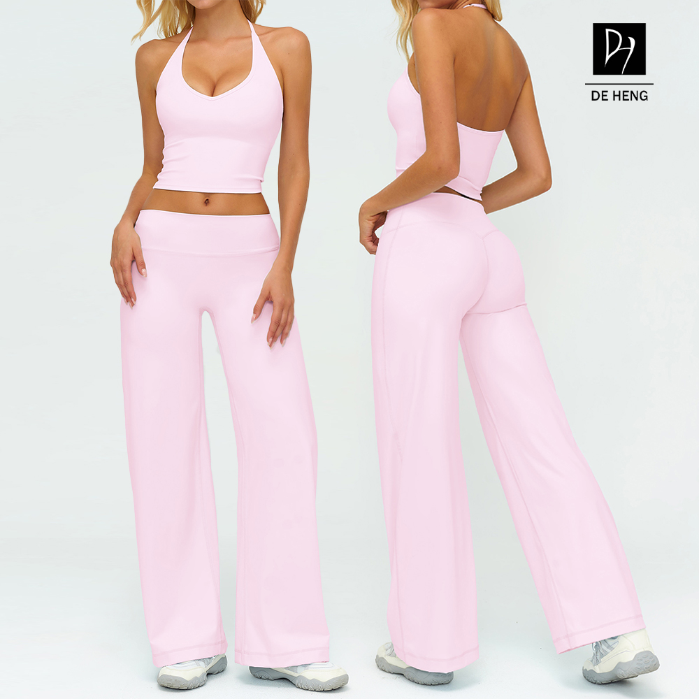 2026 New Custom Activewear Womens Tank Tops Wide Leg Yoga Pants Casual Sports Gym Fitness Yoga Sets