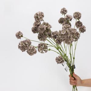 LO-643 Venta al por mayor de fruta artificial de molino de viento de tallo único, vainas de scabiosa artificiales de 6 cabezas para decoración floral y manualidades - Product Image 1