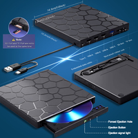 Grabadora Externa de Blu-ray 7 en 1 USB 3.0 y Tipo C, Unidad Óptica Delgada para Blu-ray y DVD con Lector de Tarjetas SD/TF y 2 Puertos Hub USB 3.0, Compatible