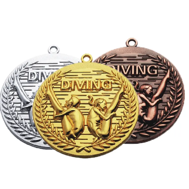 Medalhão de mergulho 3d alto alívio, medalhão para escola e estudantes