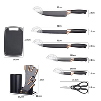 Ensemble de couteaux de chef 19 pièces avec manche en bois, lame en acier inoxydable, revêtement antiadhésif, passe au lave-vaisselle