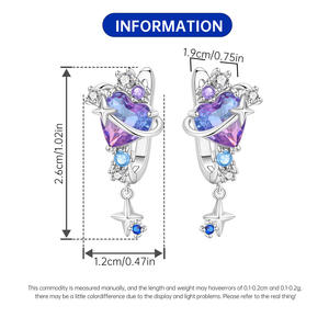 Pendientes de Corazón Iridiscentes con Circonita en Forma de Corazón, de Cobre Blanco y Latón, Poción del Amor - Exclusivos para Mujeres - Product Image 5