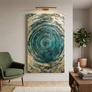 Venta al por Mayor, Dropshipping, Pintura al Óleo Art Deco de Círculos Concéntricos 100% Hecha a Mano, Lienzo de Algodón de 450 Gsm, Marco Personalizado, Decoración para el Hogar - Product Image 4