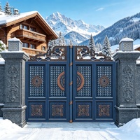 Portail Coulissant Télescopique en Aluminium, Conception Cantilever Automatique Sans Rail, Revêtement Poudré Antirouille, Résistant aux UV, Écologique et Durable