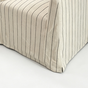 Poltrona <span class=keywords><strong>in</strong></span> Stile Wabi Sabi con Rivestimento <span class=keywords><strong>in</strong></span> Lino a Righe, Copertura Rimovibile e Lavabile, Base con Gonna <span class=keywords><strong>in</strong></span> <span class=keywords><strong>Tessuto</strong></span> - Product Image 5