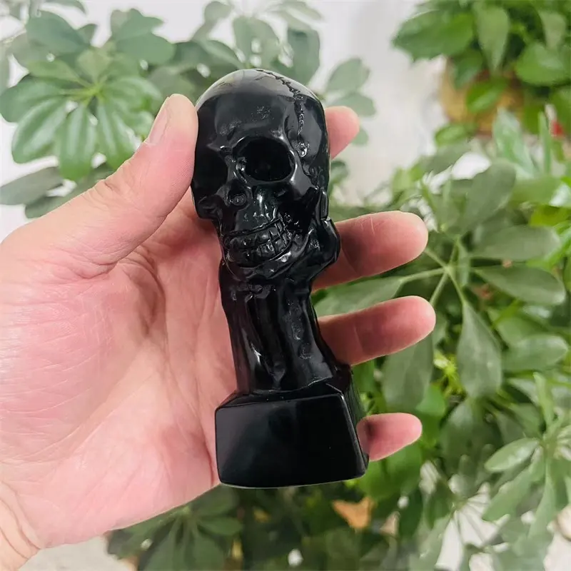 Wholesale natural crystal skulls obsidian skulls for energy healing Halloween gifts