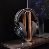 Support de casque en bois pour bureau Conception d'arc en forme de U Base en alliage d'aluminium Support de casque de jeu pour Sennheiser Bose Beats