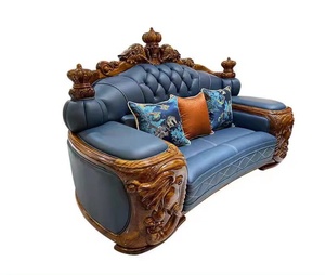 Nouvel ensemble de canapés sectionnels de style européen en bois Wujin, en cuir véritable et rembourrés d'éponge - Product Image 5