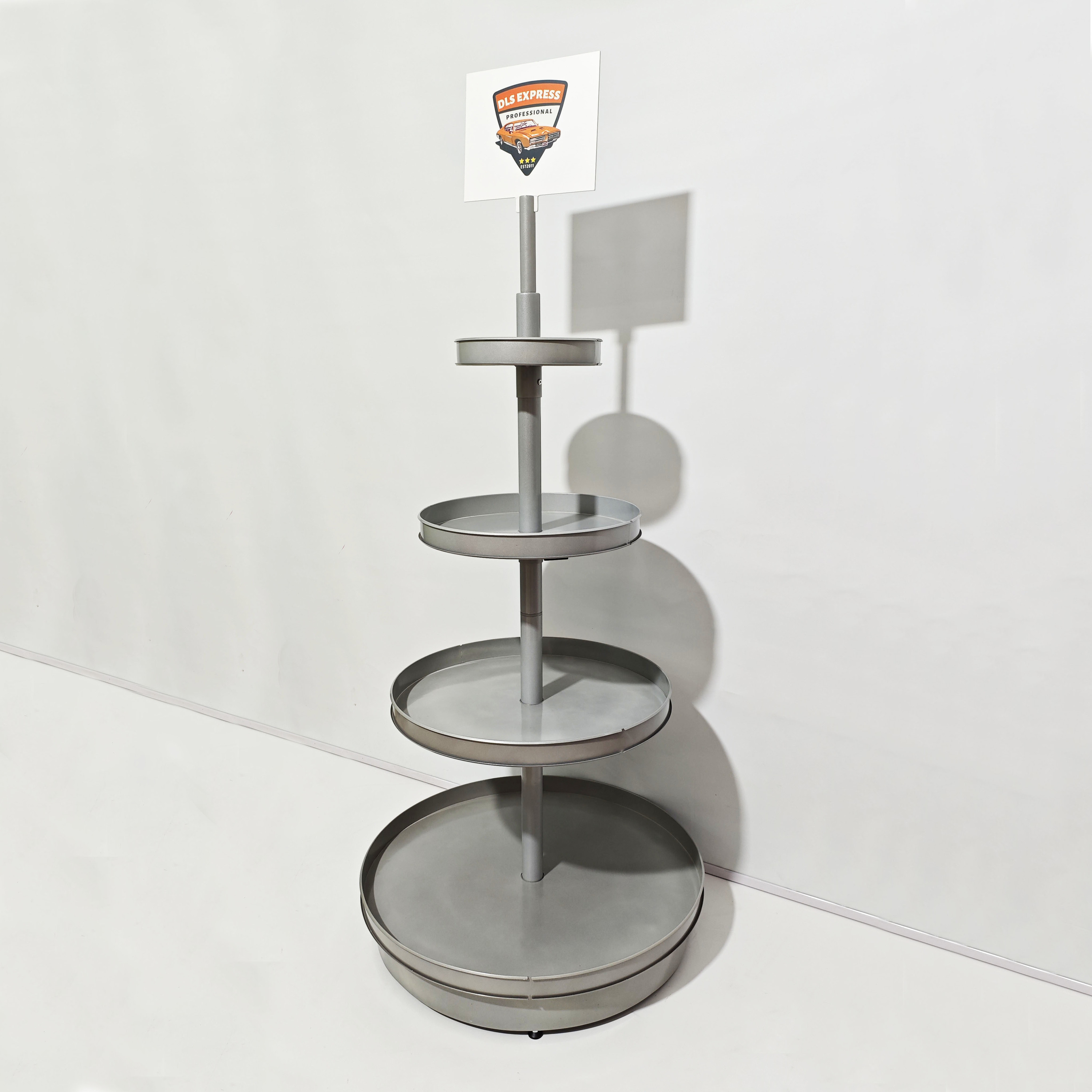 Detachable Round Wine Display Stand 4 Tier Circle Display Racks Metal Beverage Drink Shelf with Adjustable Feet — view 1