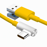Kabel Data Tipe-C Kecepatan Tinggi dengan Sudut Kanan, Super Cepat 120W Single Bend, Kabel Pengisi Daya Ponsel 6A Pengisian Cepat