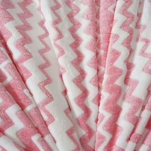<b>Pink</b> Cationic Wavy Stripes Printed Flannel Sherpa <b>Blanket</b> for Home Fuzzy Soft Cozy Thick Warm Customized Fleece Throw <b>Blanket</b> - Product Image 5