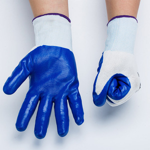 Gants de travail Altair en fil blanc enduits de nitrile bleu, texture intégrale, antidérapants, résistants à l'huile, gants de sécurité polyvalents - Product Image 1