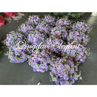 Dekorasi Acara Pernikahan EG-M060, Centerpiece Meja Besar, Bunga Buatan Fuchsia Lilac Lavender Ungu Mawar, Bola Bunga Artifisial
