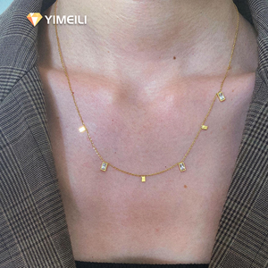 YML & lüks su damlası kare üçgen zirkon elmas parçası kolye titanyum çelik kolye kadın klavikula zinciri - Product Image 1