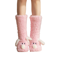 Chaussettes en polaire corail tricotées pour femmes, motif ours 3D mignon, épaisses, antidérapantes, respirantes, à 5 orteils, pour usage quotidien, vente en gros