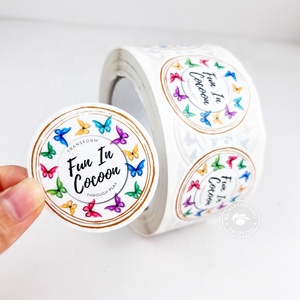 Cá nhân hoá tùy chỉnh dính không thấm nước Vinyl Nhãn dán cuộn lá vàng sản phẩm thực phẩm nhãn in vòng dán logo - Product Image 3