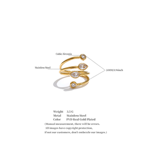 JINYOU 7237 Nuovo Anello alla Moda Impermeabile Placcato Oro in Acciaio Inossidabile, Anello Minimalista a Fascia Ondulata Intrecciata per Donna - Product Image 6
