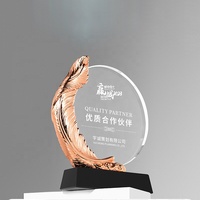 Gravure de luxe Or Argent Bronze Plume Ailes Verre Trophée Personnalisé Événements Sportifs Business Award Crystal Trophy