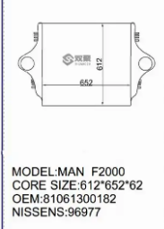 Nhà sản xuất nóng người bán động cơ diesel Nhôm Xe tải <span class=keywords><strong>intercooler</strong></span> cho người đàn ông F90 OEM 81061300131 96918 - Product Image 6