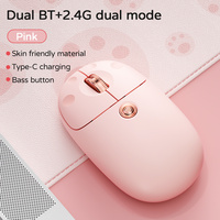 Mouse Optik Nirkabel BOW Dual Mode Isi Ulang USB & BT, Ergonomis, Senyap, untuk Laptop
