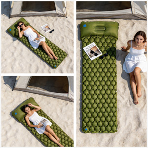Portable Inflatable Camping Sleeping Mat Lightweight Backpacking Air <b>Pad</b> with Pillow for Outdoor Hiking Travel Beach - Product Image 4