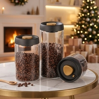 Pot de stockage de grains de café sous vide en verre borosilicate de haute qualité, écologique, sans BPA, avec un design moderne, disponible en 30 oz, 40 oz et 60 oz