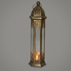 Moroccan Metal Glass Lantern Handmade Perforated Vintage Candle Holder <b>Antique</b> <b>Brass</b> Islamic Decor Elegant Outdoor Garden - Product Image 1