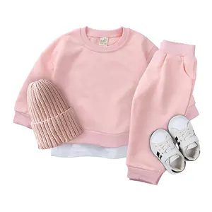 Autumn Causal Baby Boys Girls Sports Clothes Solid Color Long Sleeve Pullover Sweatshirt Tops Pants 2pcs Clothes Sets