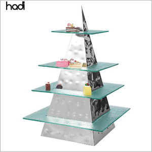 HADI lujo árabe <span class=keywords><strong>4</strong></span> niveles Cupcake Stand Dubai boda inspirado Acero inoxidable postre pantalla Torre Eiffel cristal <span class=keywords><strong>Hotel</strong></span> - Product Image 1