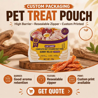 Sac pour aliments pour animaux de compagnie en BOPP, impression en héliogravure, utilisé pour les friandises pour chiens et chats
