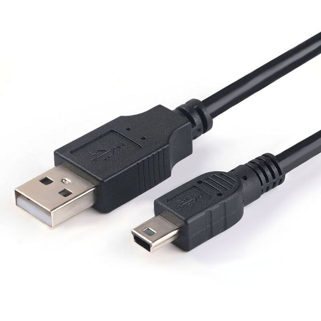 USB-A Mini B USB 2.0 Cable 480Mbps Transfer Speed Copper Core Nickel Plated Plugs Black OEM Mobile Phones Power Banks
