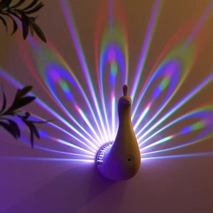 USB Charging Peacock Shape Projector Night <b>Light</b> Colorful Feather Projection Lamp - Product Image 5