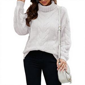 เสื้อสเวตเตอร์ถักสำหรับผู้หญิงขายส่ง – ผู้ผลิตเสื้อพูลโอเวอร์สำหรับผู้หญิงแบบ OEM พร้อมโลโก้สั่งทำ ผู้จัดจำหน่ายเสื้อสเวตเตอร์ถักจำนวนมาก รับสั่งทำโลโก้บนเสื้อถัก - Product Image 4