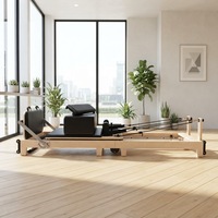 Reformer de Pilates pliable en bois d'érable multifonctionnel avec boîte de rangement intégrée - Équipement de studio à domicile durable et écologique
