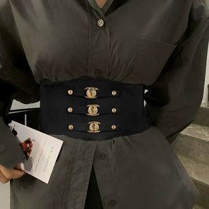 Ceinture large élastique en cuir PU pour femme YY – Ceinture de taille tendance pour robes, corset noir - Product Image 3