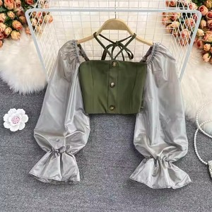 Phụ Nữ Thanh Lịch Rắn Nút Trắng Đứng Cổ Áo Dài Tay Áo Giản Dị Hàng Đầu Phía Trước Logo Áo Sơ Mi Thiết Kế Phong Cách Đơn Giản Polyester Không Dệt - Product Image 5