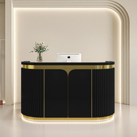 Bureau d'accueil moderne et écologique brillant pour salon de beauté, magasin de vêtements, salon de manucure, spa en bois, design incurvé, haute qualité