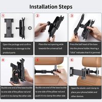 Support universel rotatif flexible à 360° en ABS+Silicone noir pour appuie-tête de voiture, fixation par clip pour smartphones et tablettes